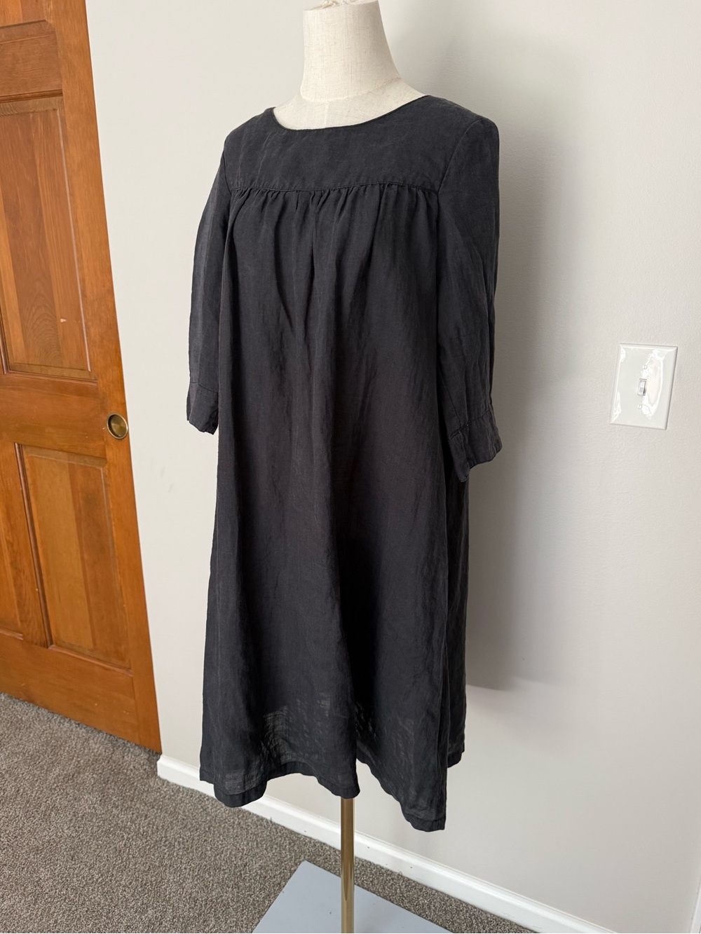 Le Ciel A Temps Doux black dress, Japanese cotton linen minimalist Lagenlook